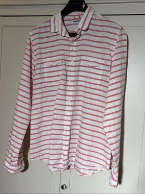 Express Summer White Shirt with Pink Stripes